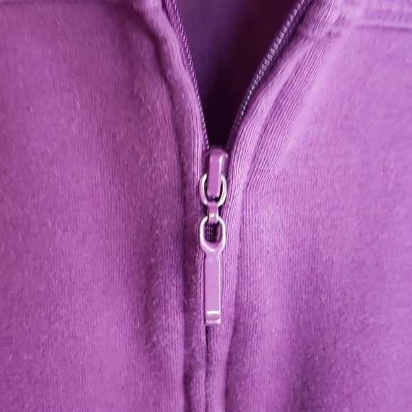 Denim & Co. Novelty Zip Front Jacket and SS T-Shirt Set - Purple - XL - Picture 12 of 15